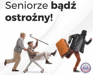 plakat seniorze bądź ostrożny