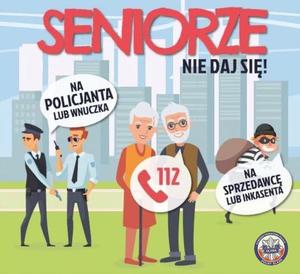 plakat seniorze nie daj się oszukać na wnuczka i policjanta