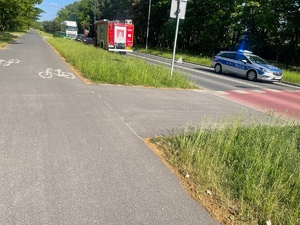 miejsce zdarzenia tj. potrącenia rowerzysty prawidłowo przejeżdżającego przez przejazd rowerowy