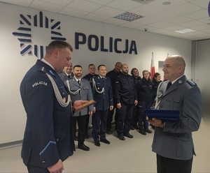 pożegnanie odchodzącego na emeryturę aspiranta sztabowego Piotra Wójcik