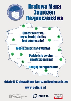 Krajowa Mapa Zagrożeń Bezpieczeństwa - chcesz wiedzieć czy w Twojej okolicy jest bezpiecznie? Możesz mieć na to wpoływ. Podziel się swoimi spostrzeżeniami! Reaguj na zagrożenia!
