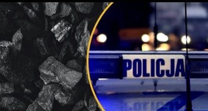 zdjęcie węgla i napis policja