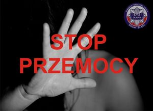 otwarta dłoń i napis Stop przemocy